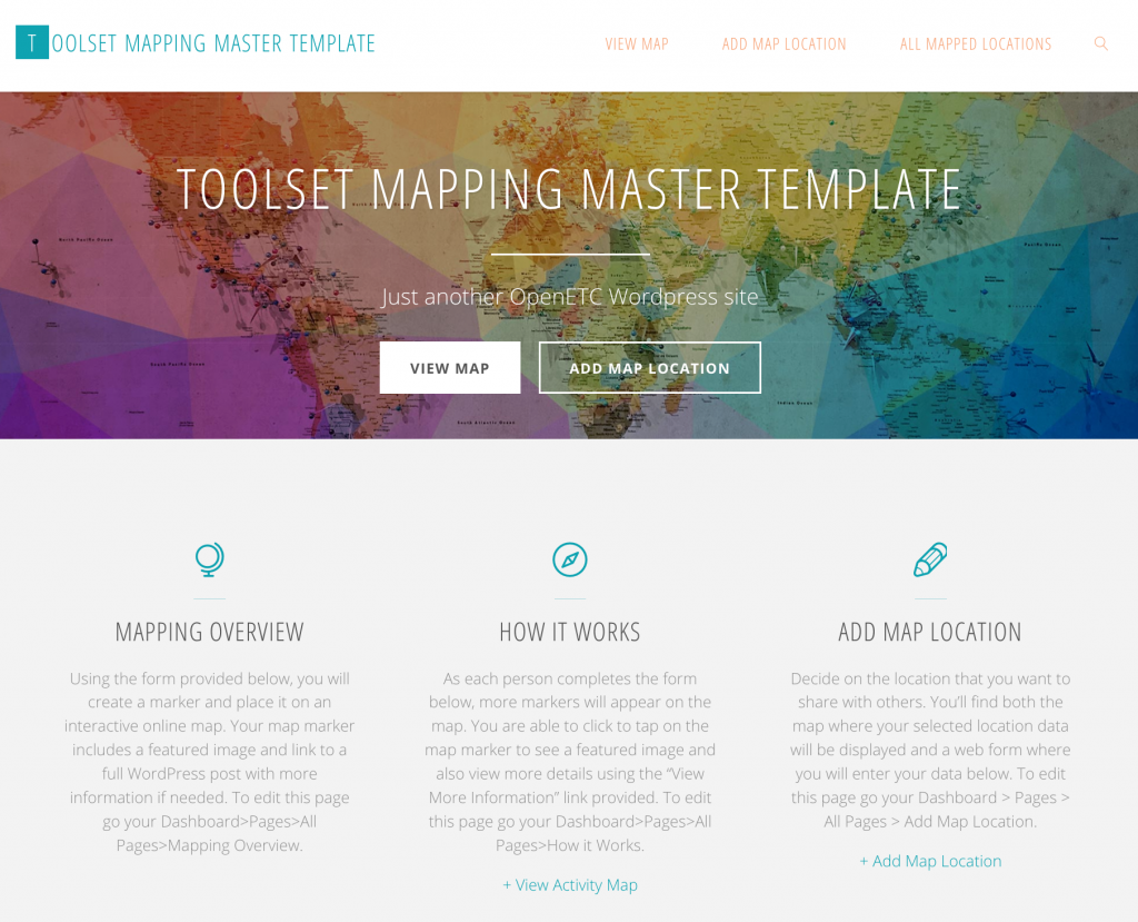Screenshot of mapping tool starter site