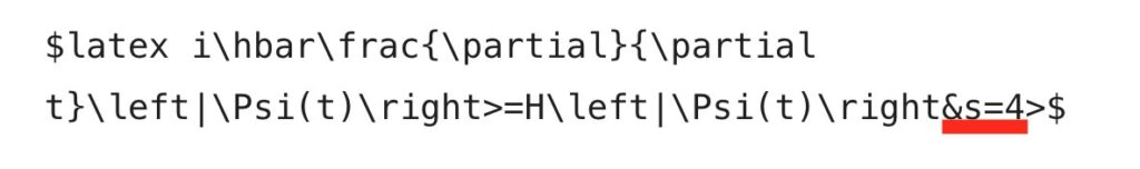 Latex code updated, with the addition indicated of $s=4 to the example aboce